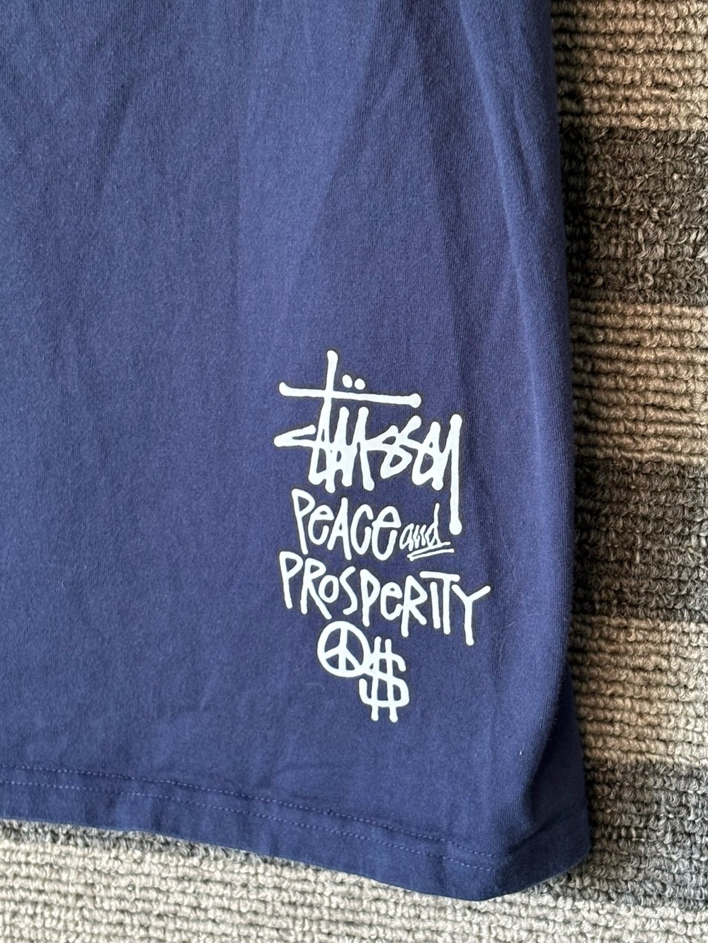 Vintage Y2K Stussy Peace & Prosperity Navy Blue T-Shirt Men’s Medium EUC - Picture 6 of 6